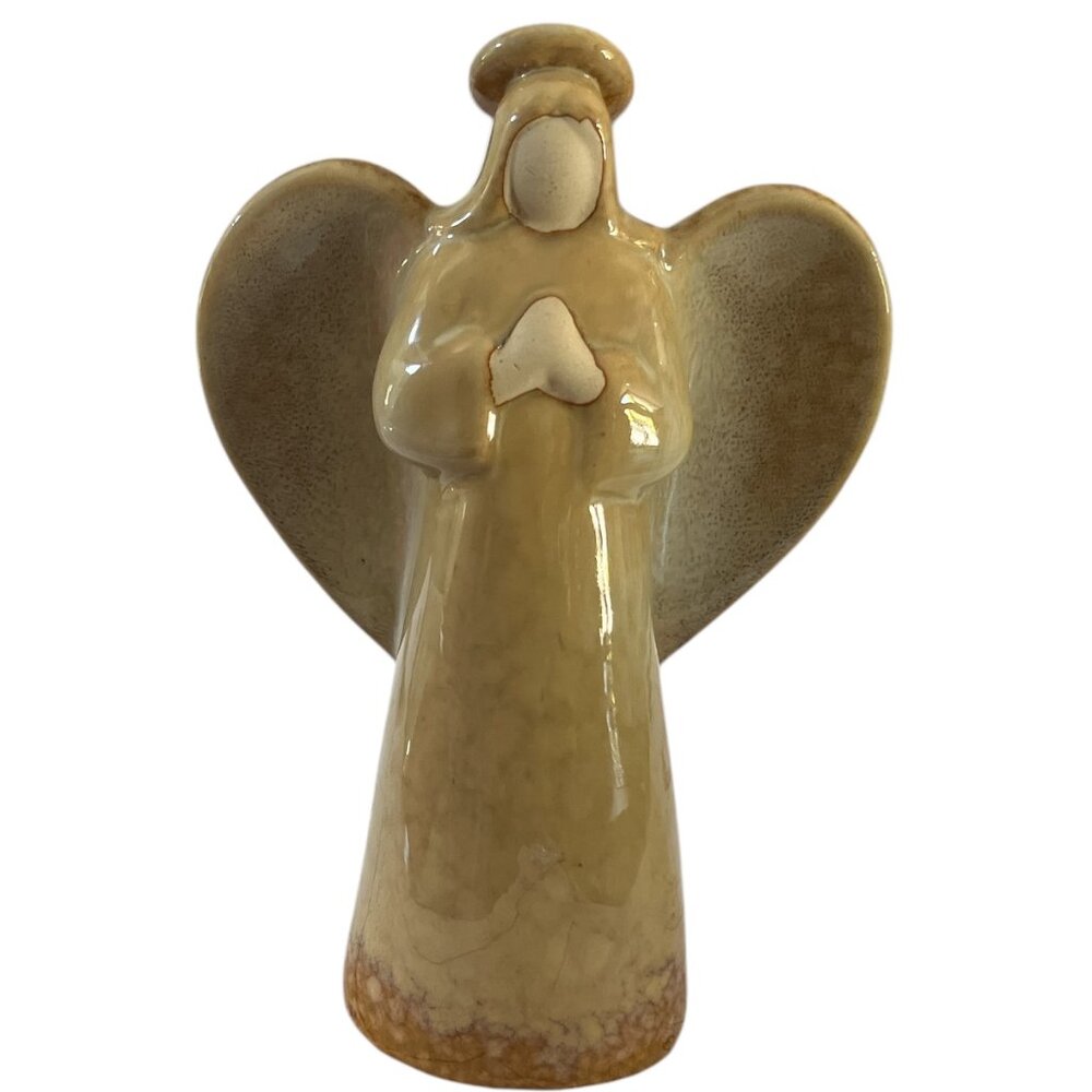 ANGEL Handcrafted Earthenware Pottery 7 1/4" High Blank Face Simple Elegant
